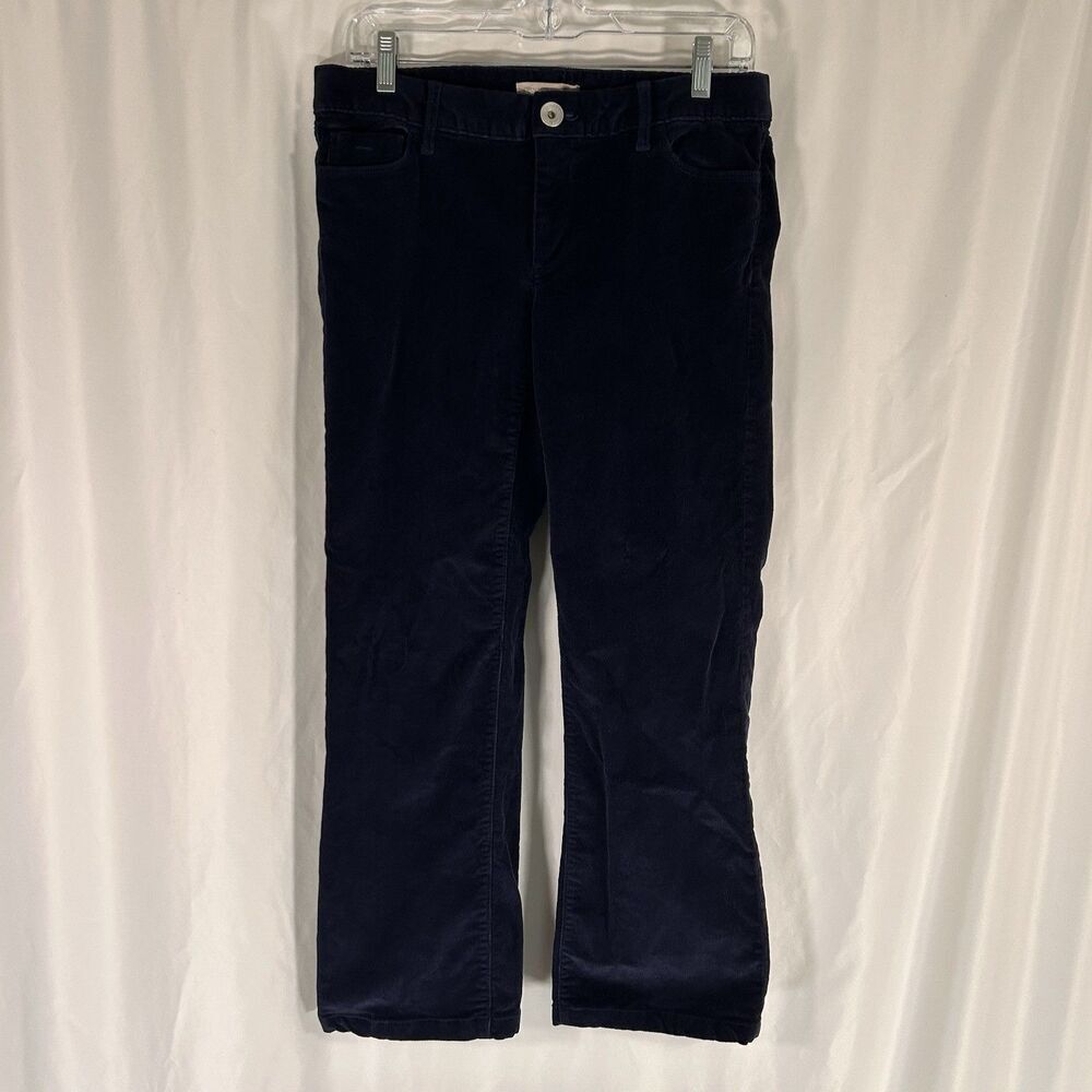 Banana Republic Velvet Pants Women's 27 Blue Low Rise Button Zip Cotton Blend